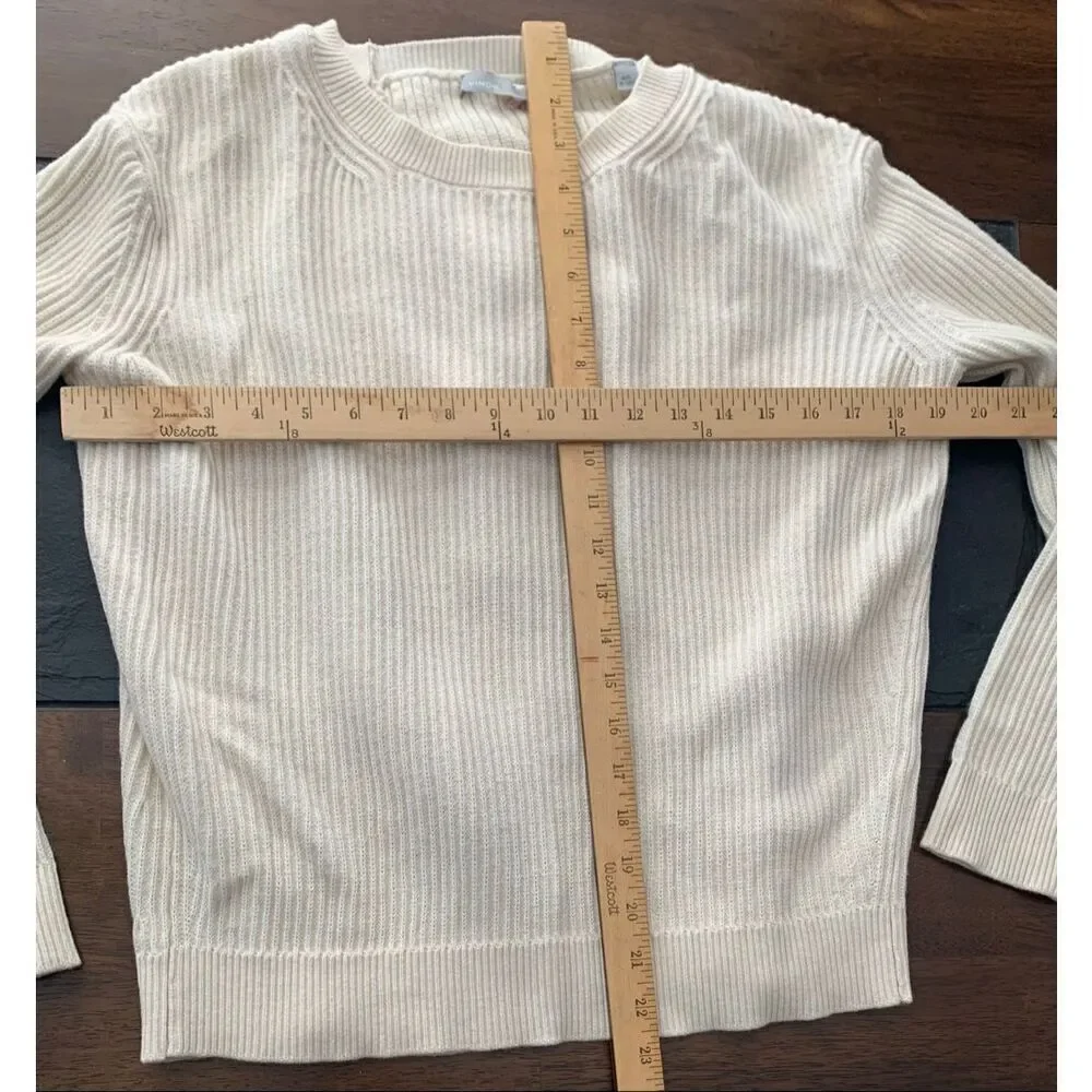 Vince Tie-Back Ribbed cream Cashmere  Blend Crew SWEATER sz XS